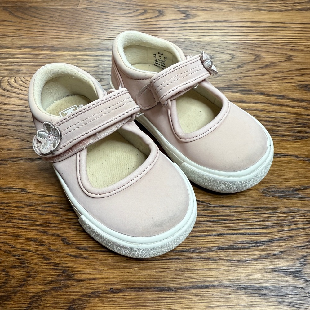 Keds Kids Leather Pink Ella Sneakers with Flower Detail Size 4